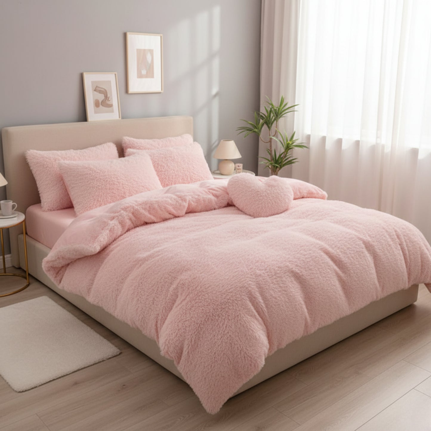 FurvaNest – Completo Letto 5 Pezzi in Finta Pelliccia Morbida con Design Elegante e Comfort Invernale