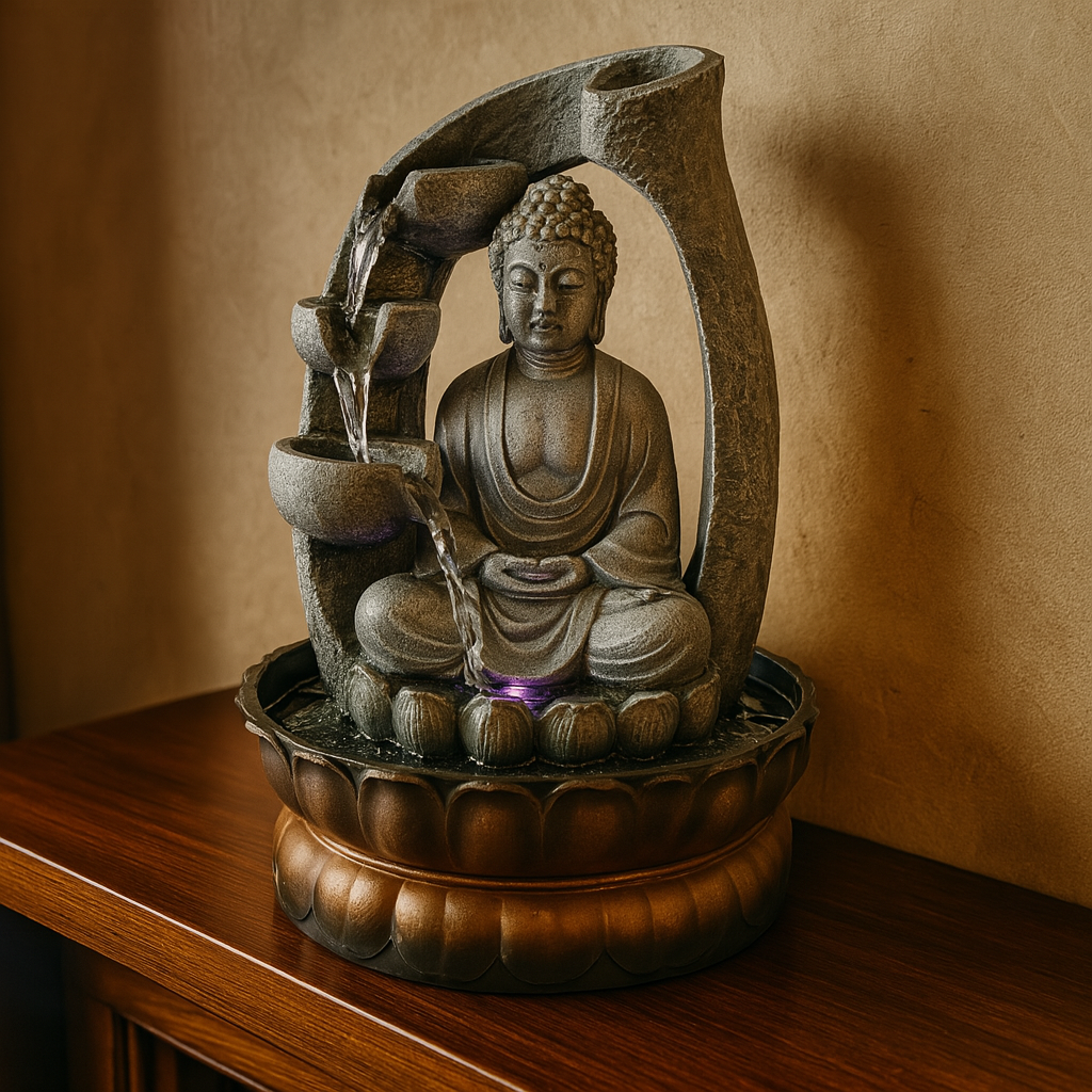 ZenAura – Fontana Decorativa da Interno con Statua di Buddha e Cascata d’Acqua Rilassante
