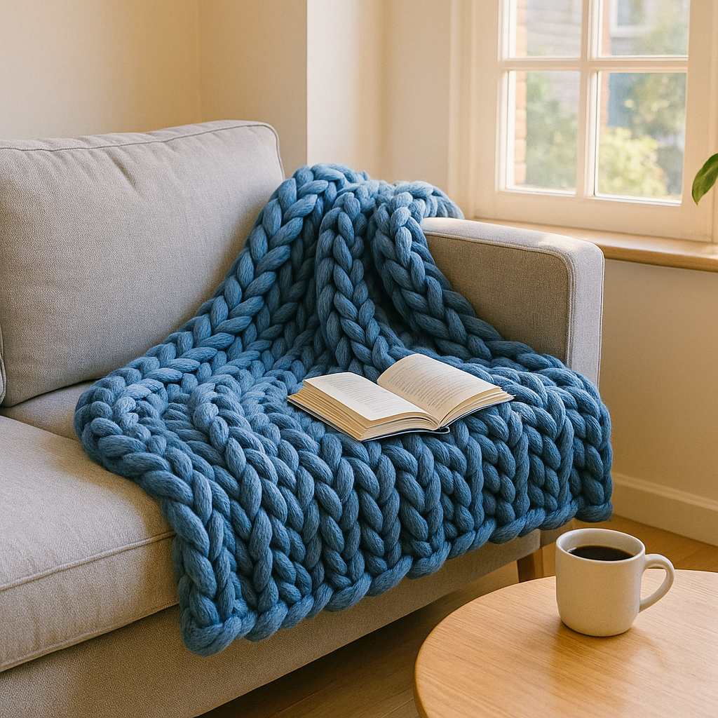 SoftLoop – Coperta Intrecciata a Mano in Stile Moderno per Relax e Arredo Elegante