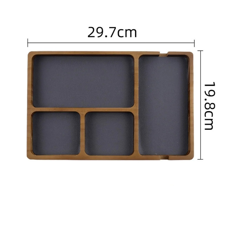 DeskCharge – Vassoio Organizzatore da Scrivania in Legno con Ricarica Wireless e Scomparti Multifunzionali