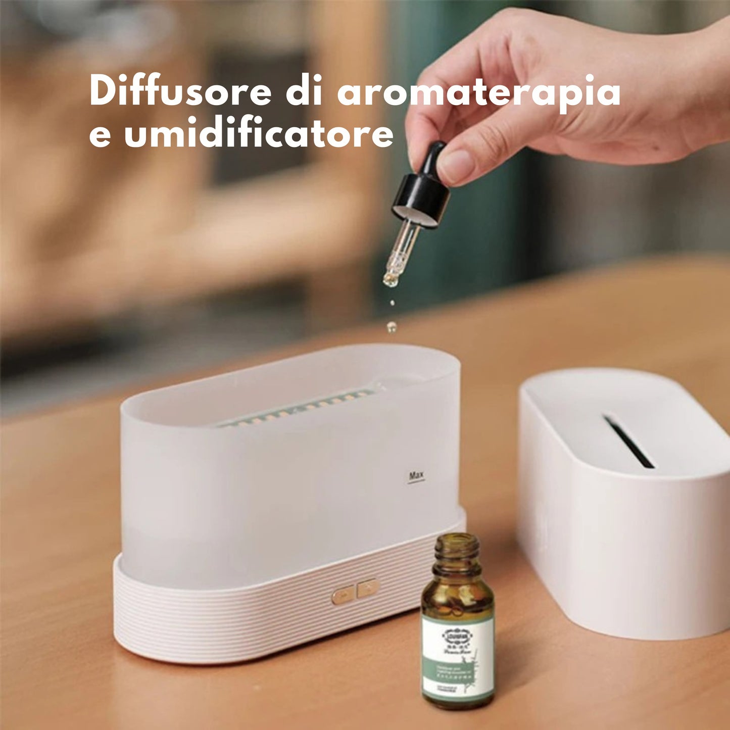 FlameMist – Diffusore Aromatico ad Ultrasuoni con Effetto Fiamma LED e Design Elegante per Ambienti Moderni