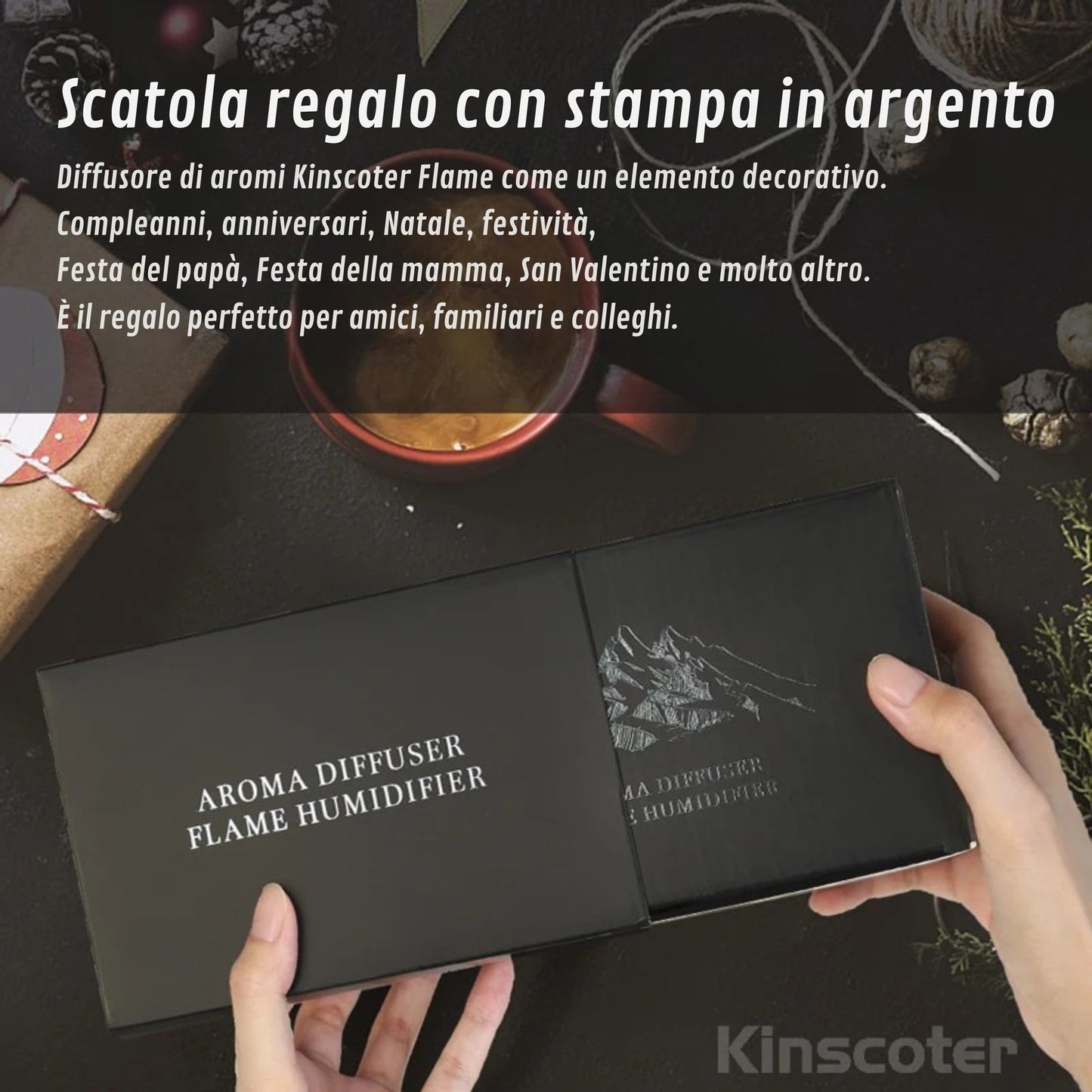 FlameMist – Diffusore Aromatico ad Ultrasuoni con Effetto Fiamma LED e Design Elegante per Ambienti Moderni