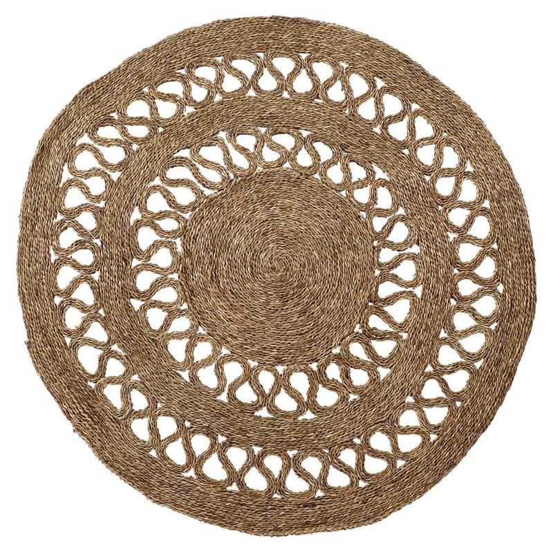 LoomCircle – Tappeto Rotondo in Rafia Naturale Intrecciata in Stile Boho per Arredo Moderno