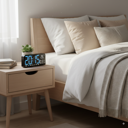 TimeGlow – Orologio da tavolo Digitale con Display LED, Data e Temperatura