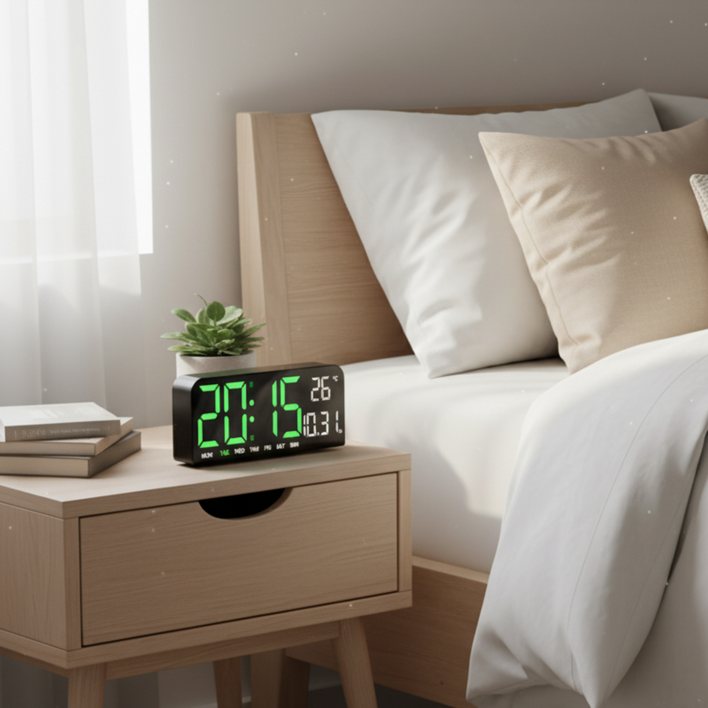 TimeGlow – Orologio da tavolo Digitale con Display LED, Data e Temperatura