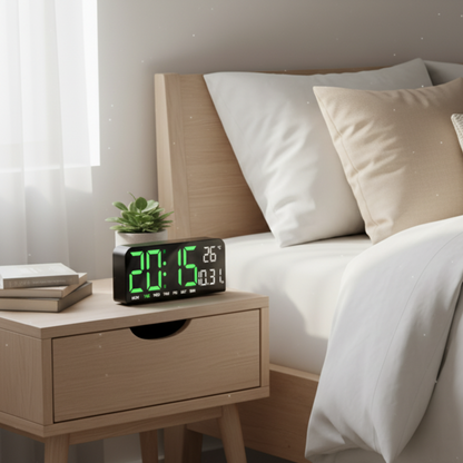 TimeGlow – Orologio da tavolo Digitale con Display LED, Data e Temperatura