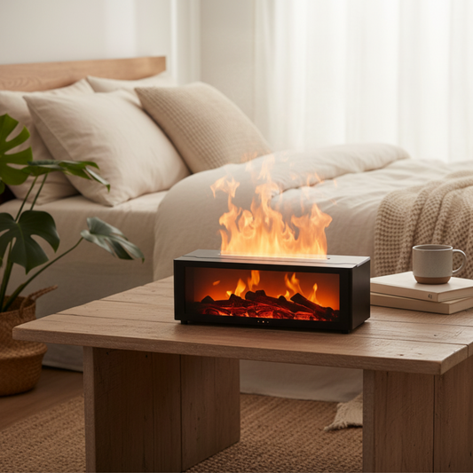 FlameMist – Umidificatore a Fiamma con Effetto Camino Realistico e Design Elegante