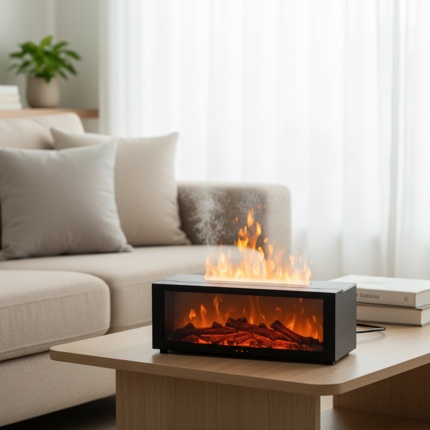 FlameMist – Umidificatore a Fiamma con Effetto Camino Realistico e Design Elegante