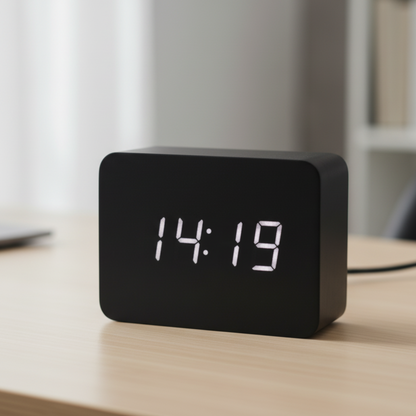 SilentWood – Orologio Digitale da Tavolo Minimalista con Display LED Elegante