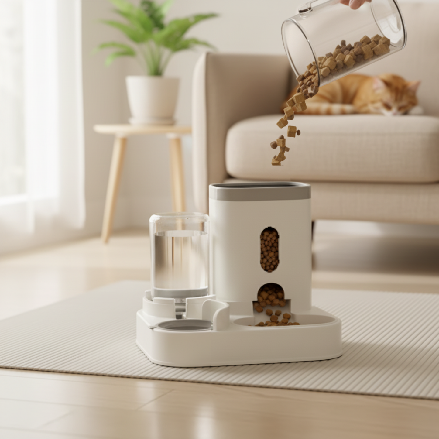 PetEase – Dispenser Automatico di Cibo e Acqua per Gatti con Design Moderno e Sistema Antispreco