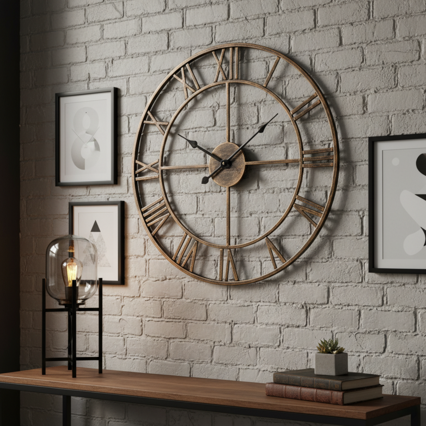 RomanAura – Orologio da Parete Vintage con Numeri Romani in Stile Industriale Elegante