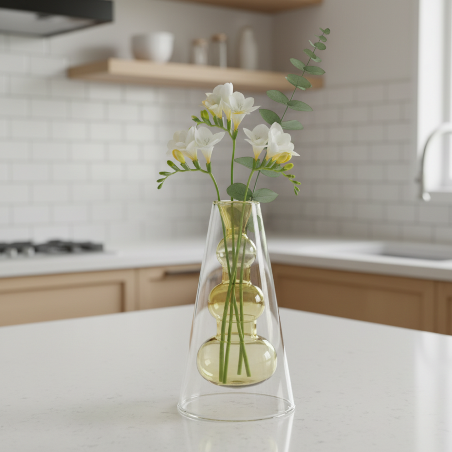 GlassArt – Set di Vasi Decorativi in Vetro Soffiato Moderno per Fiori e Arredamento Elegante