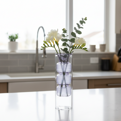 GlassArt – Set di Vasi Decorativi in Vetro Soffiato Moderno per Fiori e Arredamento Elegante