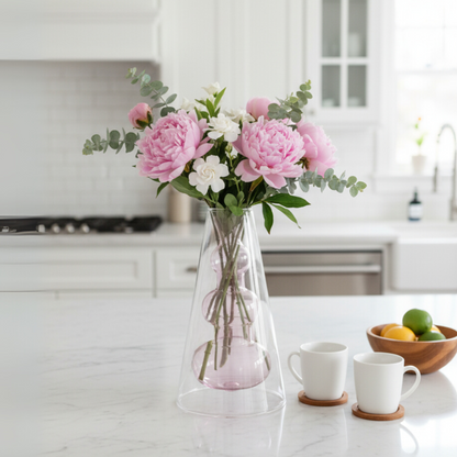 GlassArt – Set di Vasi Decorativi in Vetro Soffiato Moderno per Fiori e Arredamento Elegante