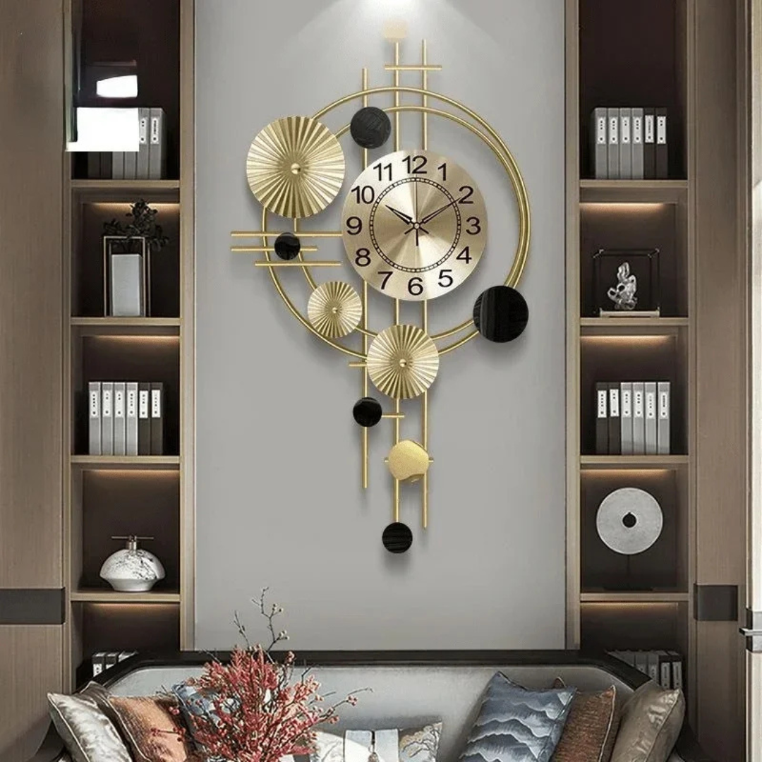 GeoLuxe – Orologio da Parete Moderno in Stile Astratto con Dettagli Geometrici e Design Elegante