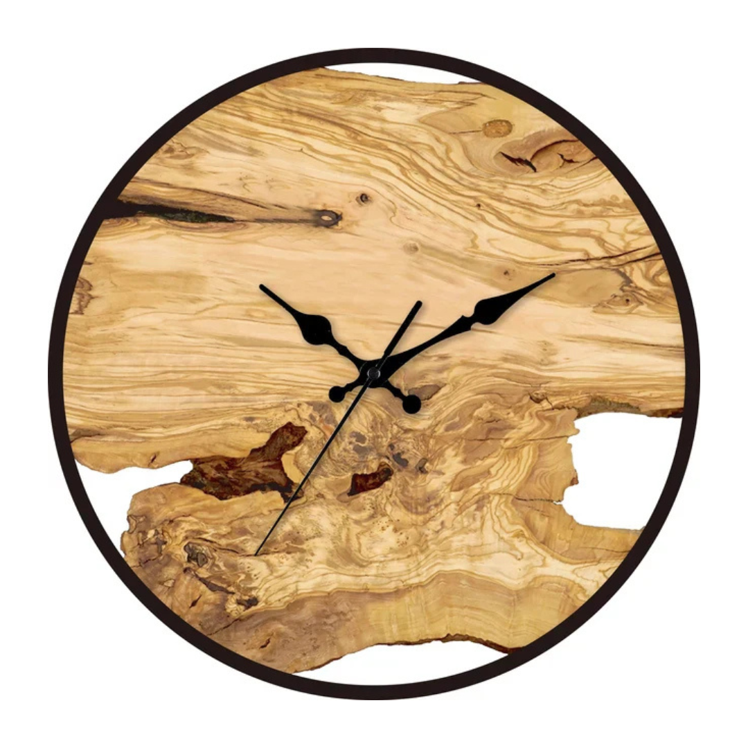 TerraWood – Orologio da Parete in Legno Naturale con Design Artistico e Silenzioso
