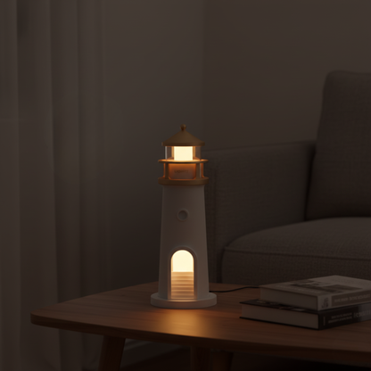 LumePort – Lampada Notturna con Proiezione Lunare e Design a Faro Moderno
