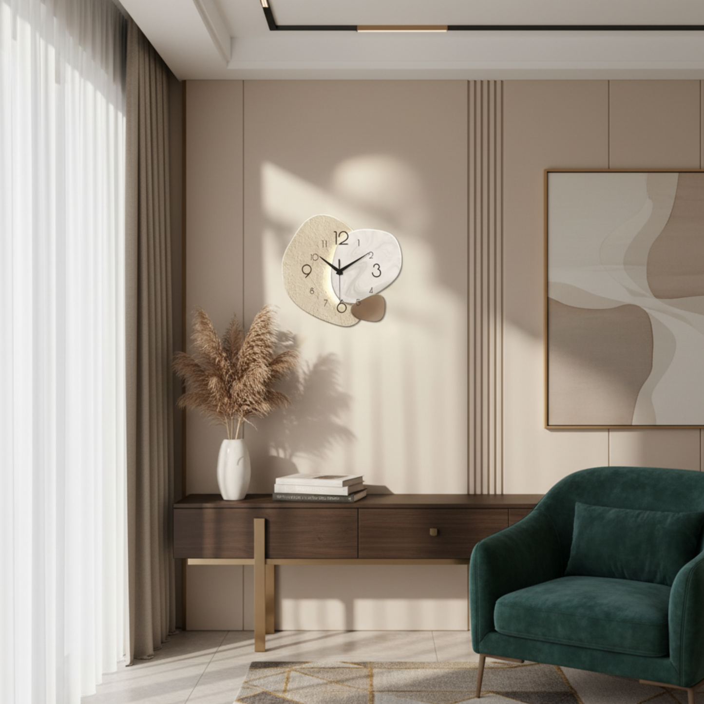 StoneFlow – Orologio da Parete Moderno con Design Astratto e Stile Minimalista Elegante