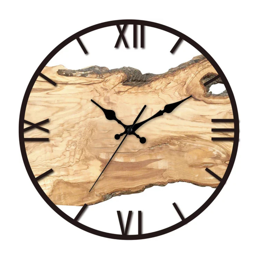 TerraWood – Orologio da Parete in Legno Naturale con Design Artistico e Silenzioso