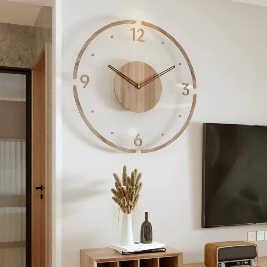 WoodLoop – Orologio da Parete Minimalista in Legno Chiaro Stile Nordico Silenzioso