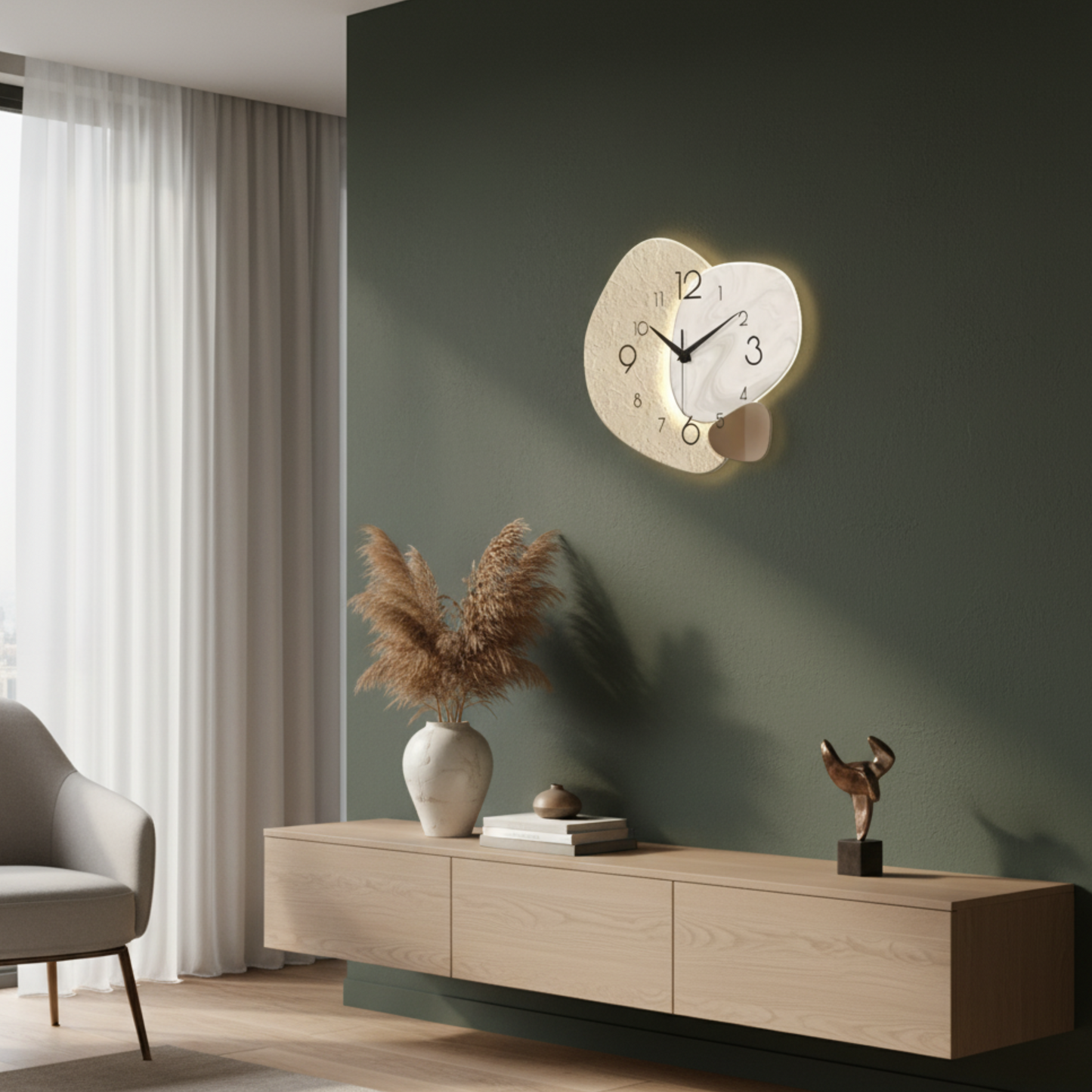 StoneFlow – Orologio da Parete Moderno con Design Astratto e Stile Minimalista Elegante