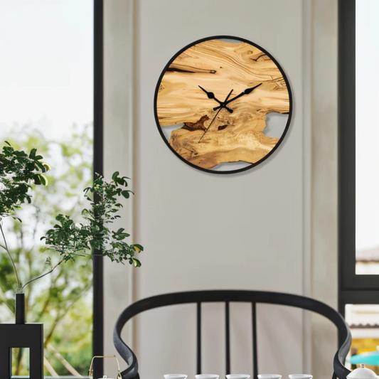 TerraWood – Orologio da Parete in Legno Naturale con Design Artistico e Silenzioso