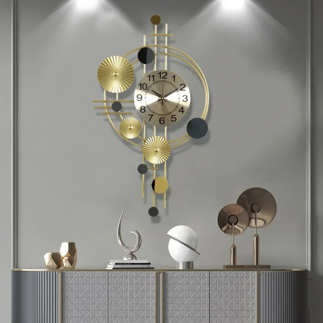 GeoLuxe – Orologio da Parete Moderno in Stile Astratto con Dettagli Geometrici e Design Elegante
