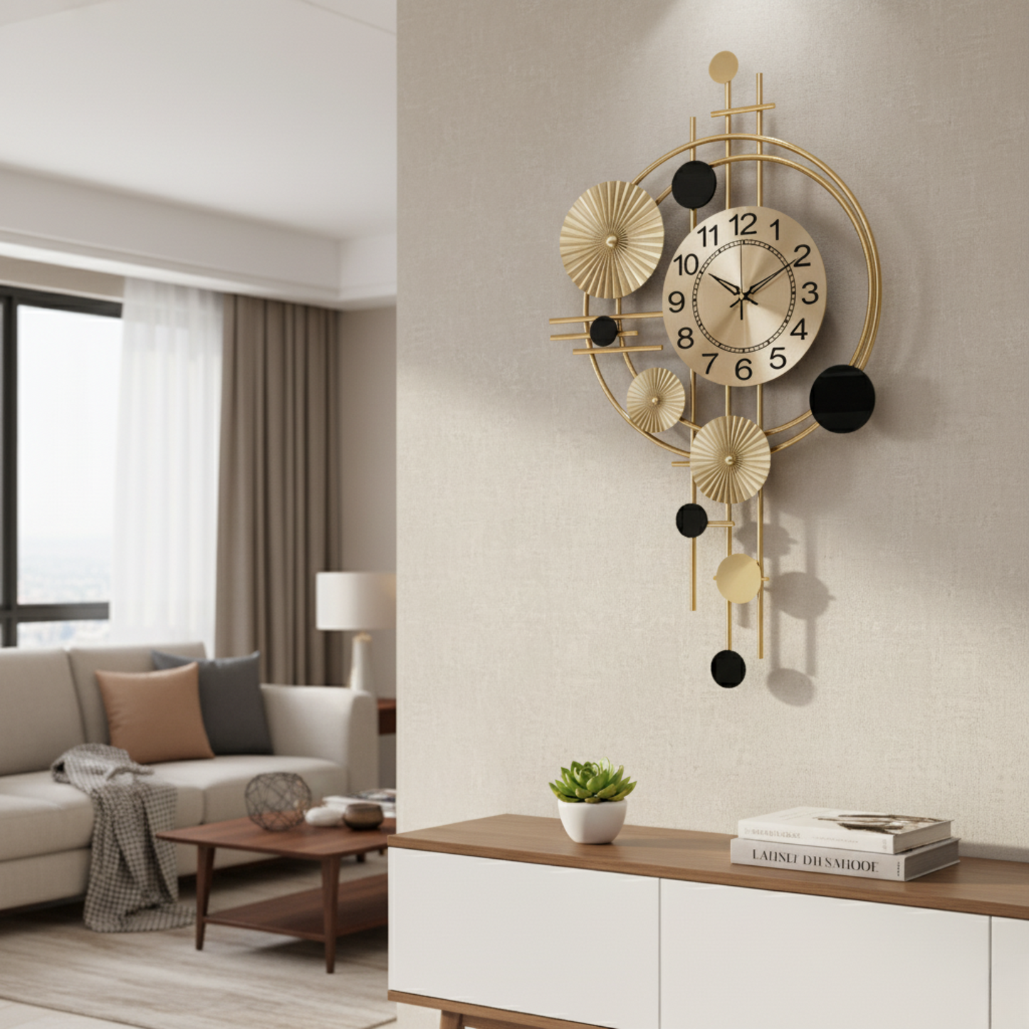 GeoLuxe – Orologio da Parete Moderno in Stile Astratto con Dettagli Geometrici e Design Elegante
