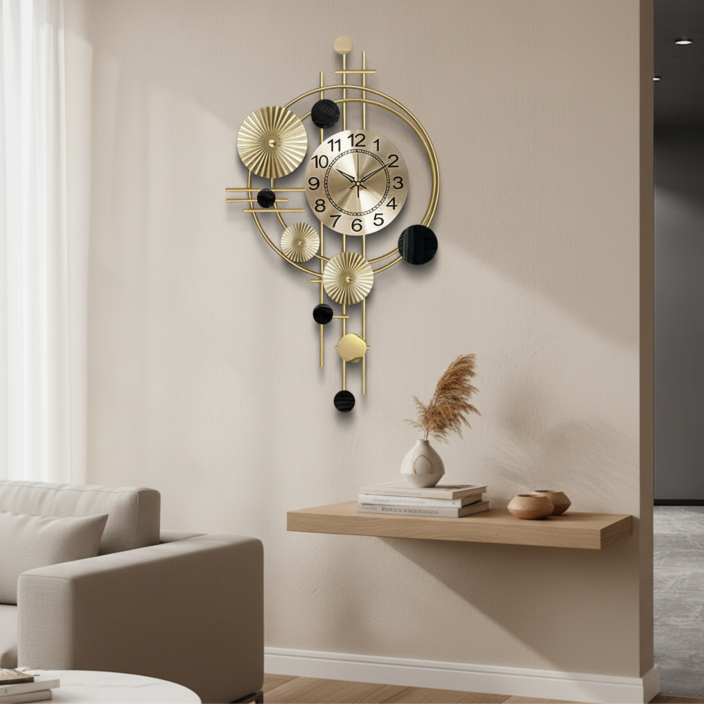 GeoLuxe – Orologio da Parete Moderno in Stile Astratto con Dettagli Geometrici e Design Elegante