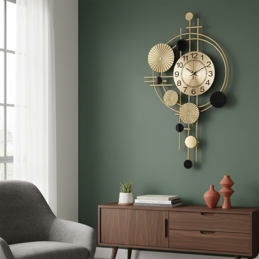 GeoLuxe – Orologio da Parete Moderno in Stile Astratto con Dettagli Geometrici e Design Elegante