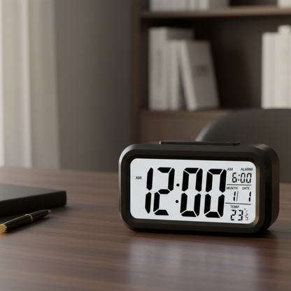 TimeRise – Sveglia da Tavolo Digitale con Display Grande, Termometro Integrato e Allarme Silenzioso