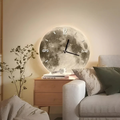 LunaGlow – Orologio da Parete Luminoso in Stile Moderno con Design Lunare Silenzioso