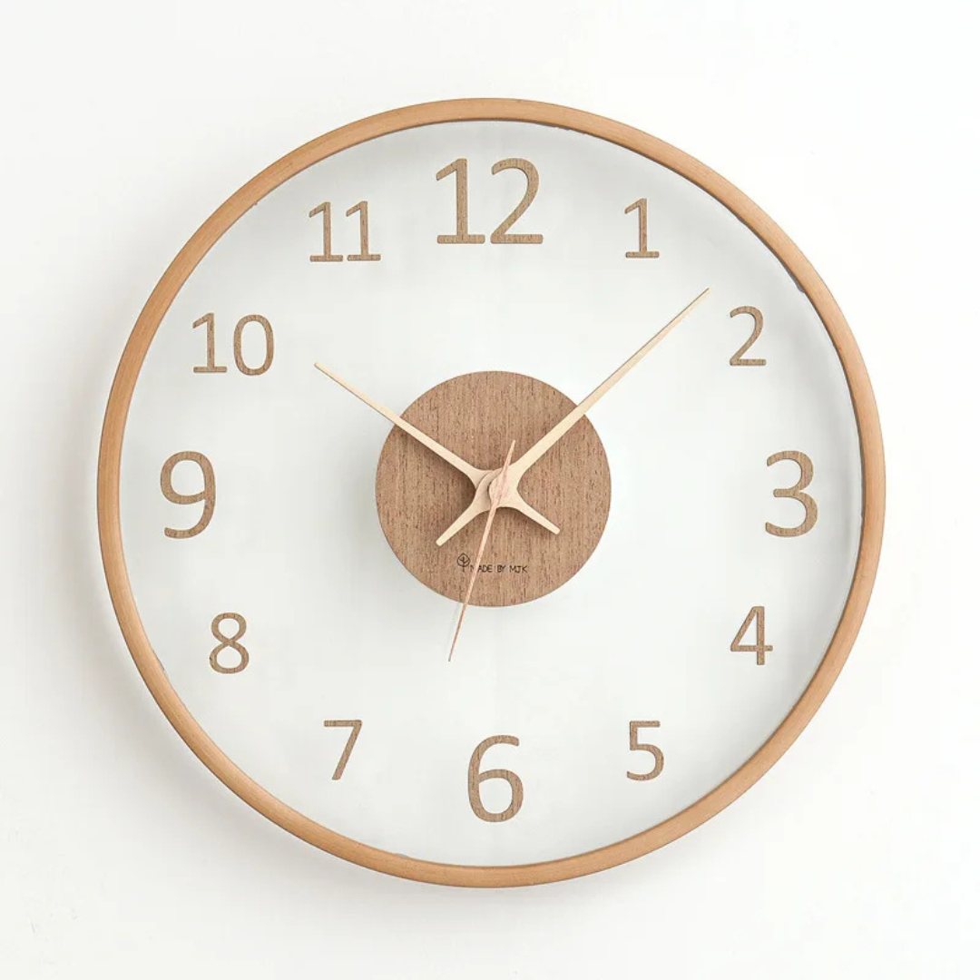 WoodHush – Orologio da Parete Minimalista in Legno con Movimento Silenzioso