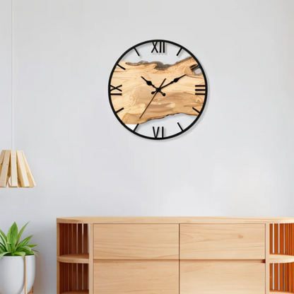 TerraWood – Orologio da Parete in Legno Naturale con Design Artistico e Silenzioso