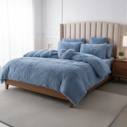 FurvaNest – Completo Letto 5 Pezzi in Finta Pelliccia Morbida con Design Elegante e Comfort Invernale