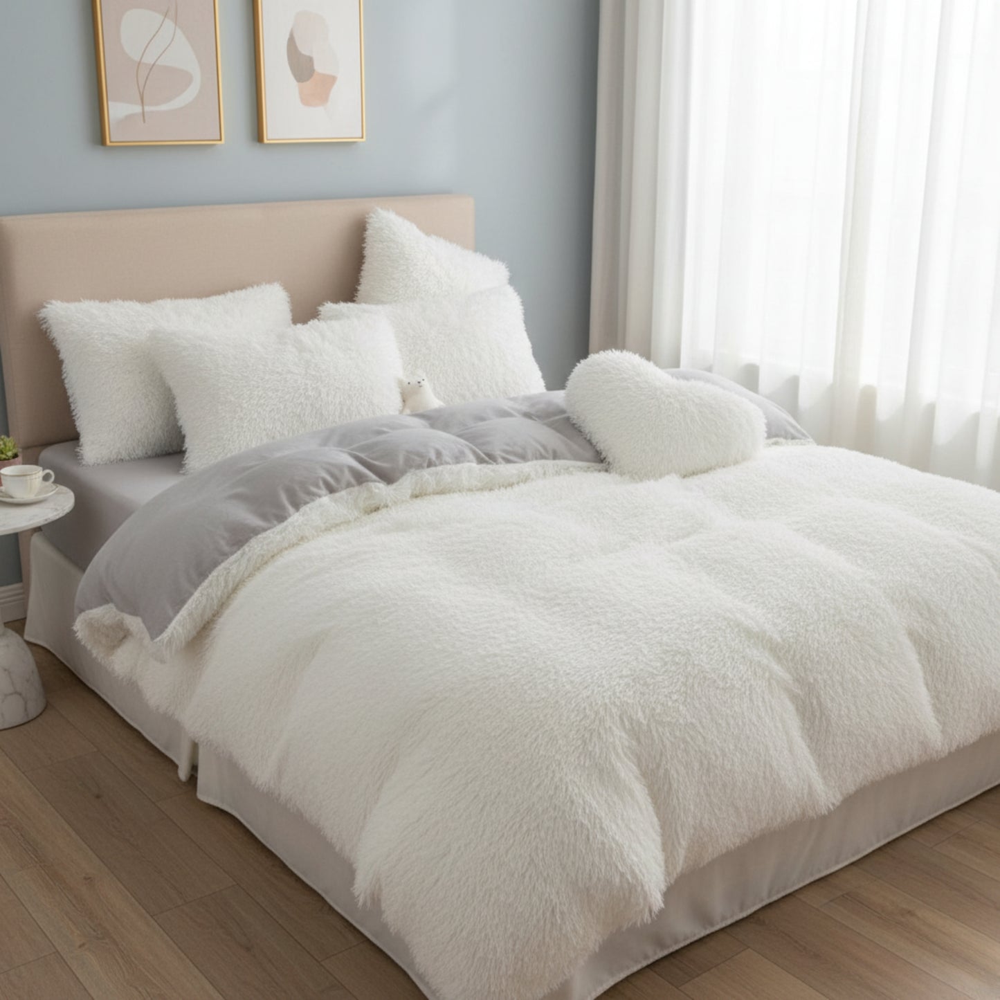 FurvaNest – Completo Letto 5 Pezzi in Finta Pelliccia Morbida con Design Elegante e Comfort Invernale