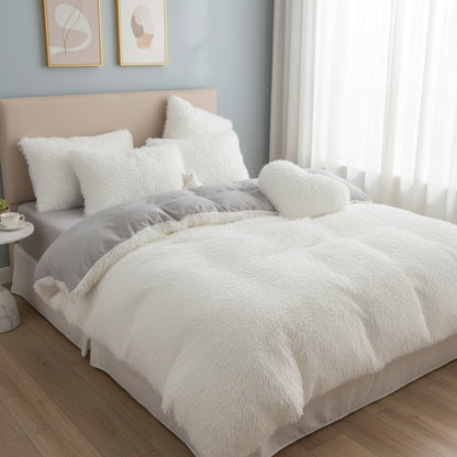 FurvaNest – Completo Letto 5 Pezzi in Finta Pelliccia Morbida con Design Elegante e Comfort Invernale