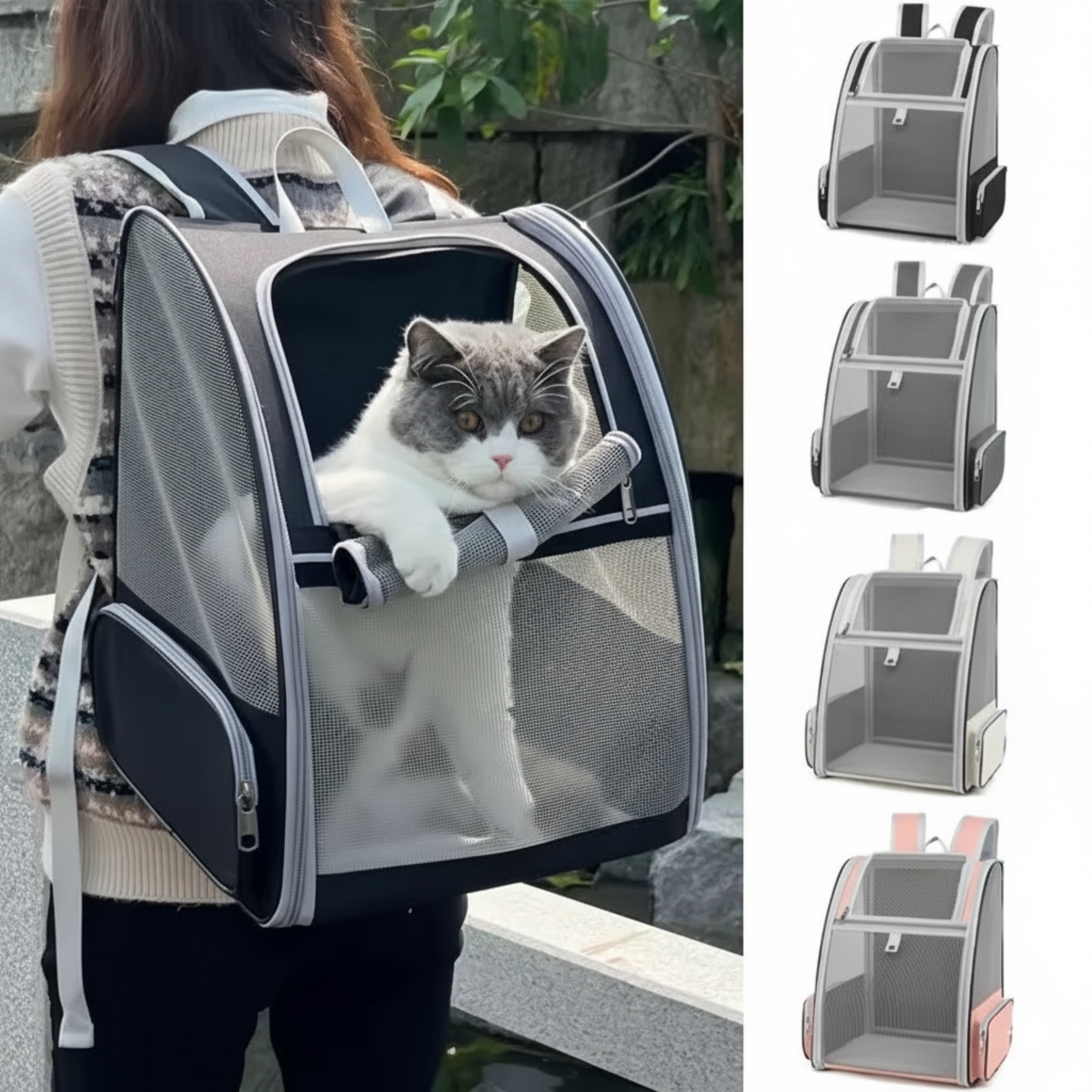 PetVoyage – Zaino Traspirante per Gatti con Design Ergonomico e Ventilazione Completa