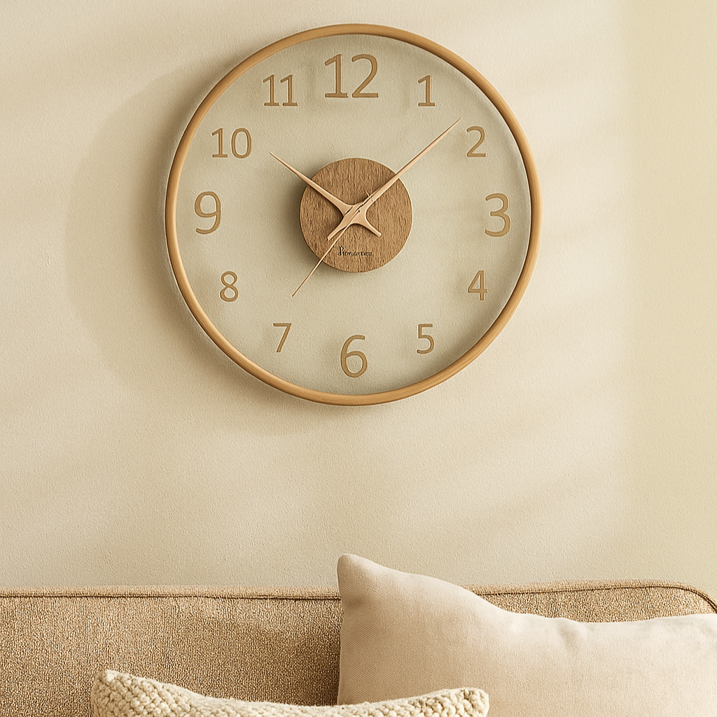 WoodHush – Orologio da Parete Minimalista in Legno con Movimento Silenzioso