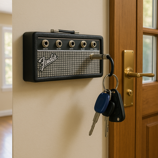PlugKey – Portachiavi Creativo a Forma di Amplificatore per Chitarra con Prese Jack e Design Vintage da Collezione