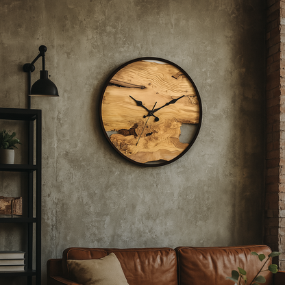 TerraWood – Orologio da Parete in Legno Naturale con Design Artistico e Silenzioso