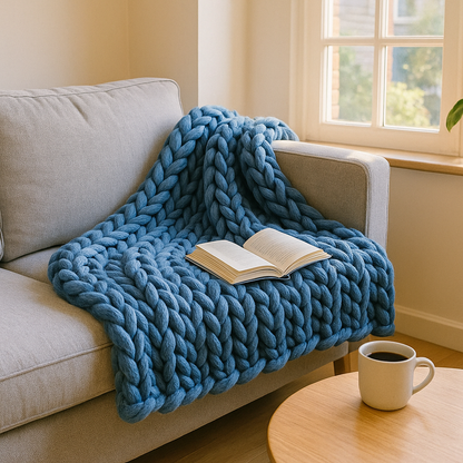 SoftLoop – Coperta Intrecciata a Mano in Stile Moderno per Relax e Arredo Elegante
