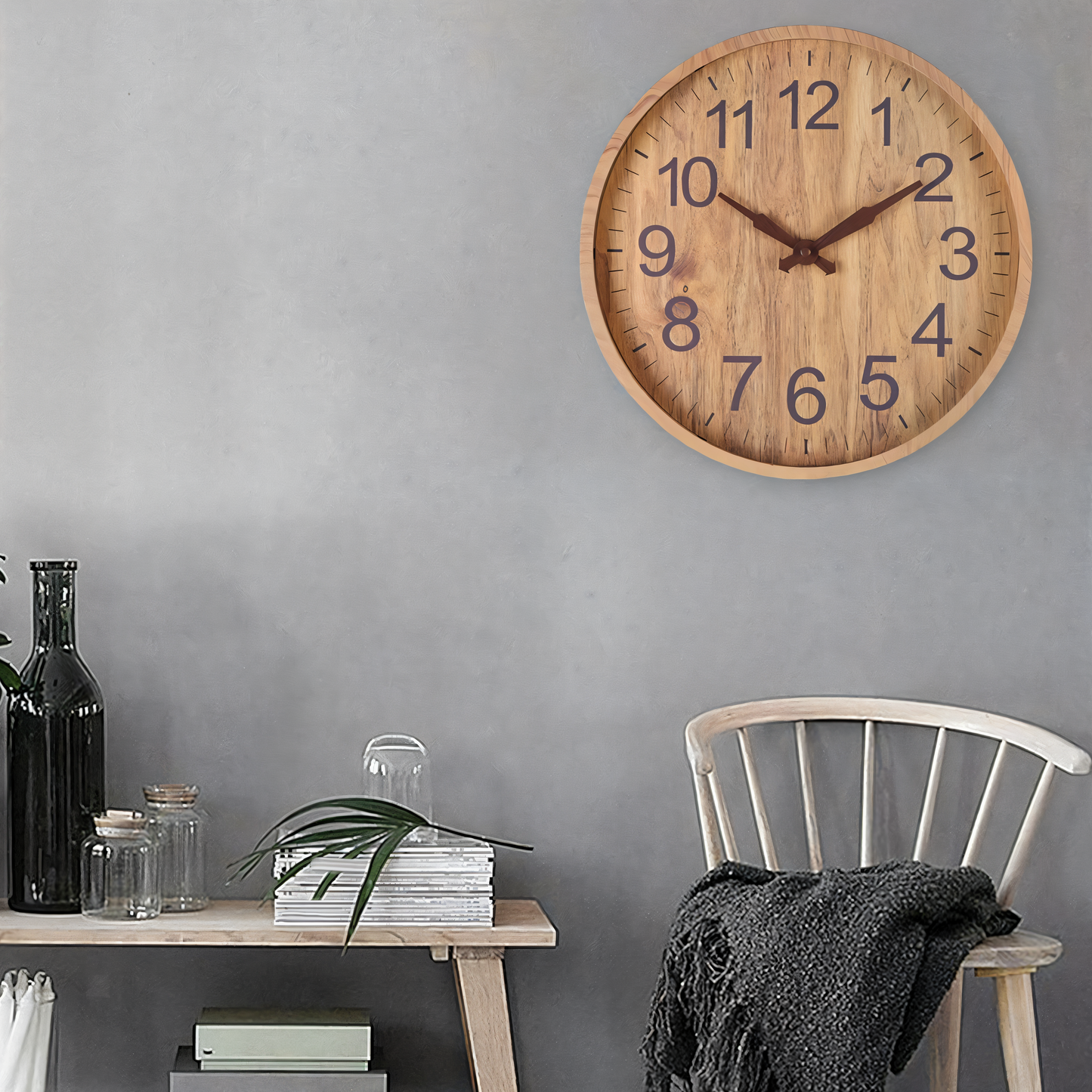 TimberAura – Orologio da Parete Silenzioso in Legno Naturale con Design Nordico Minimalista