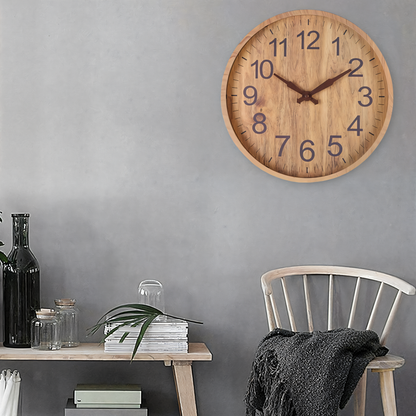 TimberAura – Orologio da Parete Silenzioso in Legno Naturale con Design Nordico Minimalista