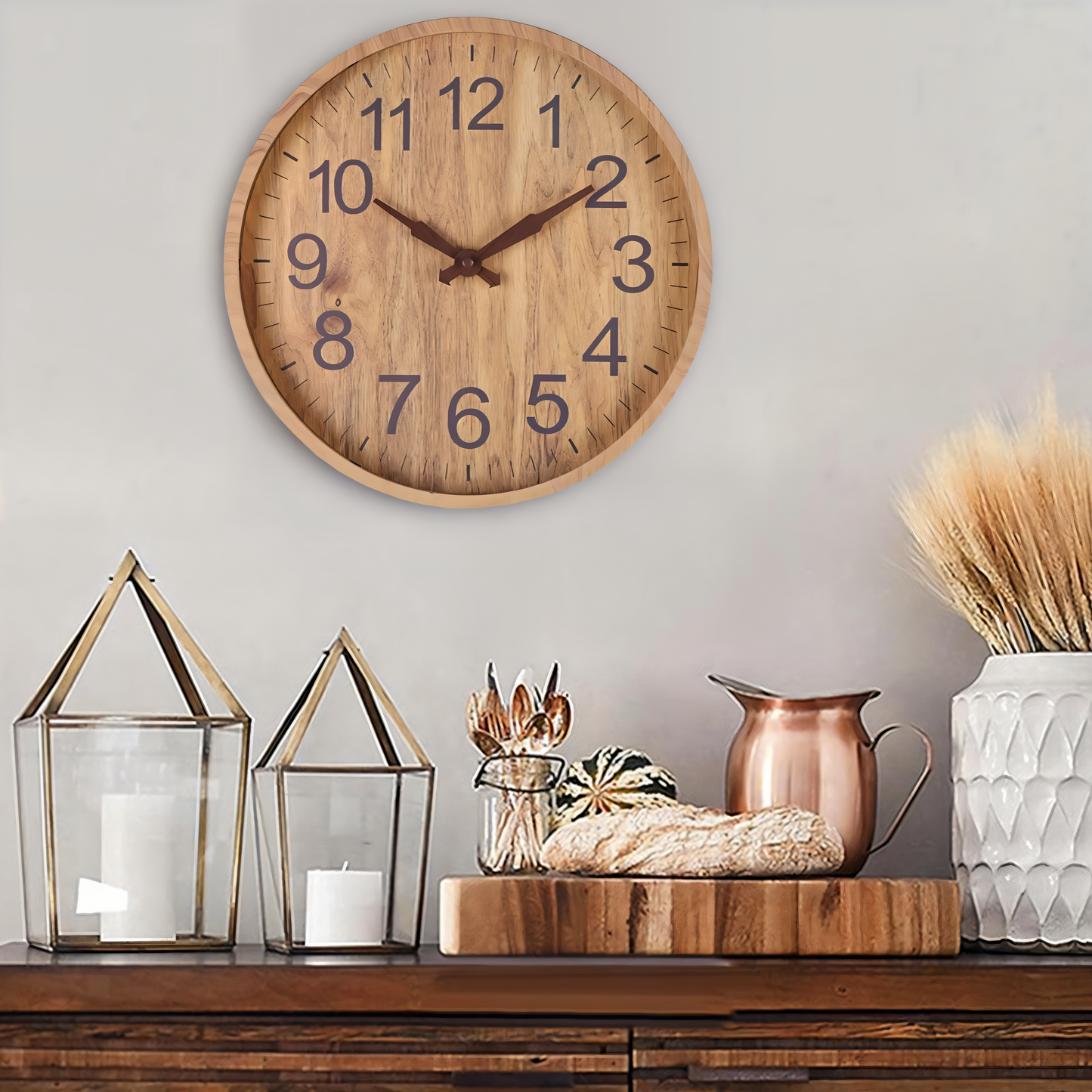 TimberAura – Orologio da Parete Silenzioso in Legno Naturale con Design Nordico Minimalista