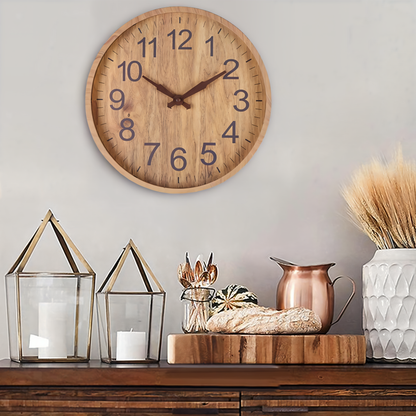 TimberAura – Orologio da Parete Silenzioso in Legno Naturale con Design Nordico Minimalista