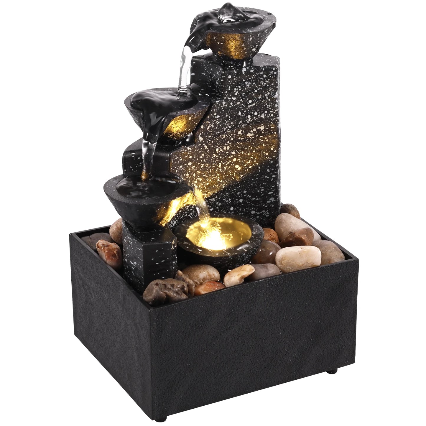 AquaGlow – Fontanella da Tavolo Zen con Cascata a Livelli e Illuminazione LED
