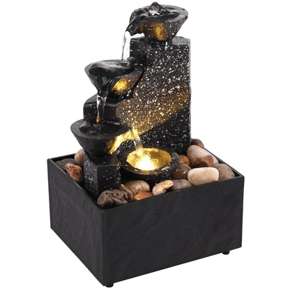 AquaGlow – Fontanella da Tavolo Zen con Cascata a Livelli e Illuminazione LED