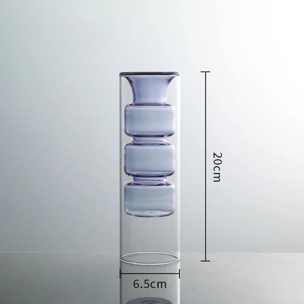 GlassArt – Set di Vasi Decorativi in Vetro Soffiato Moderno per Fiori e Arredamento Elegante