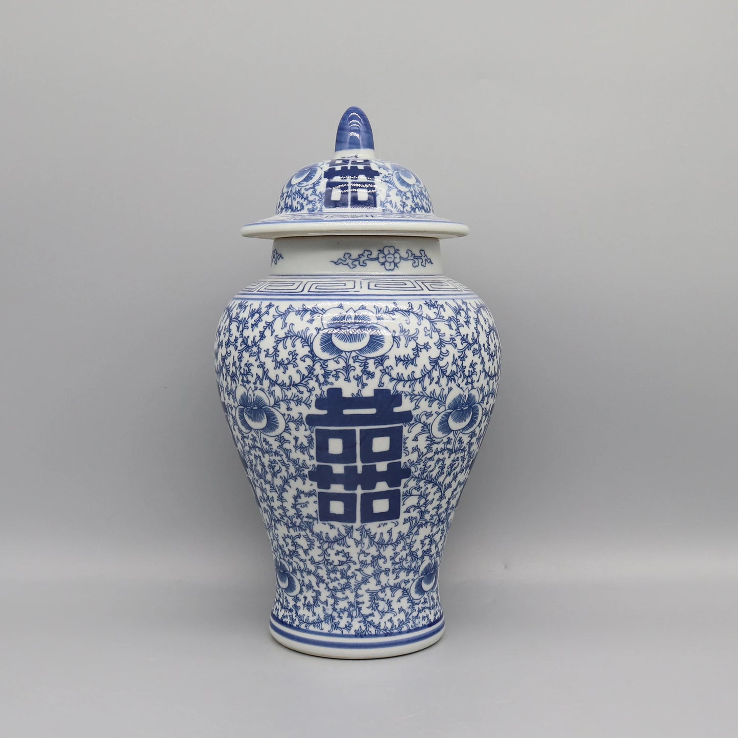OrientJar – Vaso Decorativo in Ceramica con Coperchio e Motivi Floreali in Stile Classico Elegante